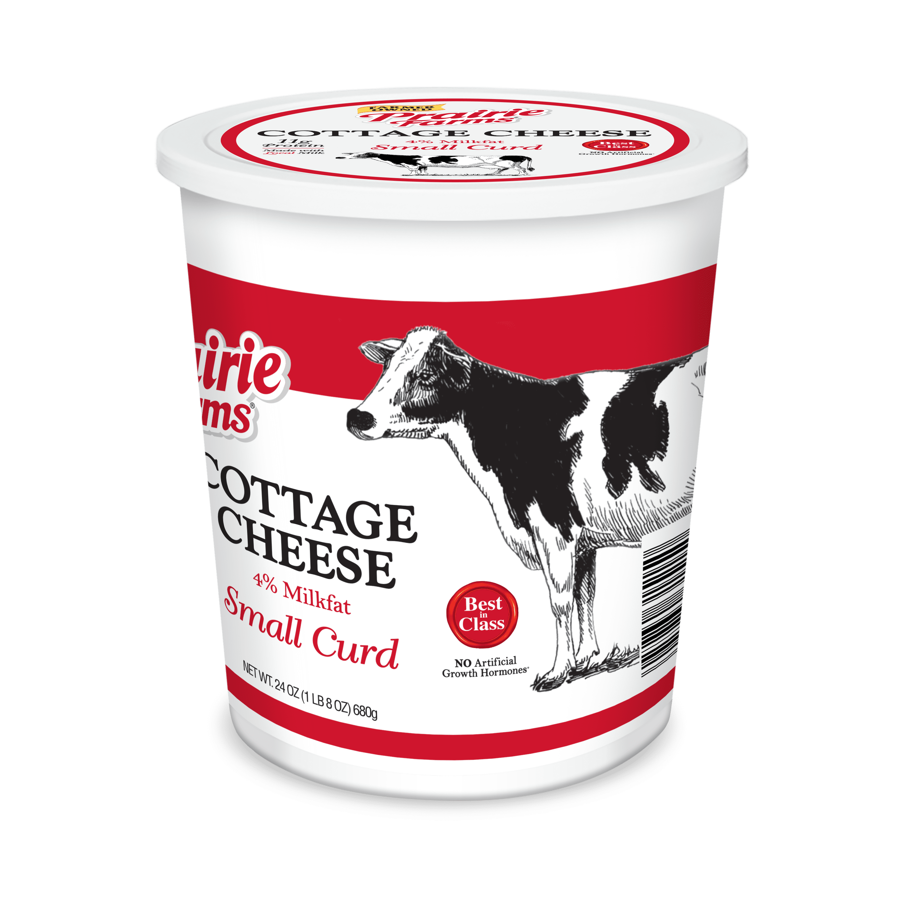 Prairie Farms 4% Small Curd Cottage Cheese, 24 oz Tub