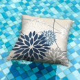 thumbnail image 2 of Fundas de almohada DFXSZ con estampado floral azul y gris, 45 x 45 cm, juego de 2 para exteriores, 2 of 6