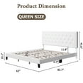 thumbnail image 5 of Tookss Upholstered Platform Bed with Diamond Button Tufted & Nailhead Trim Headboard,King Size Bed Frame,Faux Leather,Wood Slats Support,Easy Assembly,No Box Spring Needed,White, 5 of 9