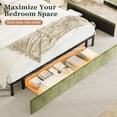 thumbnail image 5 of Amolife King Bed Frame, Ultra-Soft Velvet Upholstered Storage Bed with 2 Shelves LED Wingback Headboard, 3 Drawers & USB Ports, Green, 5 of 10