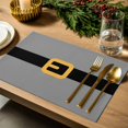 thumbnail image 4 of Christmas Placemats Set of 4, Santa Claus Belt Place Mats Grey Placemat Table Decoration for Kitchen Table Dinner Xmas Holiday Party Home Decor Indoor Outdoor 13x19 Inch, 4 of 9