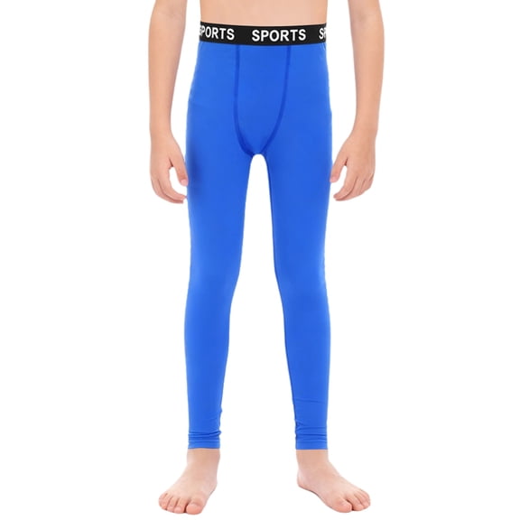 Mufeng Kids Boys Compression Leggings Athletic Pants Workout Sports Base Layer Leggings for Running Football Blue 12