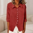 thumbnail image 6 of BXINGOHAI Button Down Shirts for Women Dress Shirts Cotton Long Sleeve Collared Blouse Work Business Casual Tops Red L, 6 of 6