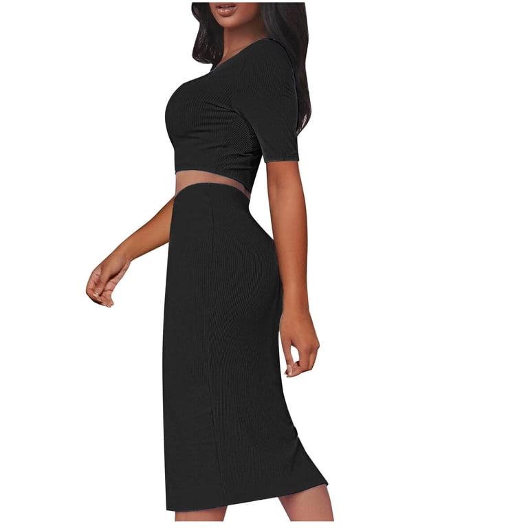 two piece club dress Cryptographic Elegant White Long Sleeve 2 Piece Set Outfits for Women main image 0