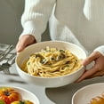 thumbnail image 2 of Juego de 4 cuencos para pasta, cuencos de cerámica de 34 onzas, plato de servir blanco, tazón ancho y poco profundo para frutas, fideos, cenas, inauguración de la casa, boda, 2 of 4