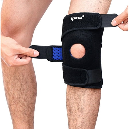 IPOW Knee Brace Support Band Strap Neoprene Open-Patella Stabilizer Wrap with Adjustable Strapping Breathable Neoprene Sleeve for Runner & Jumper Knee, Meniscus Tear, ACL, Joint Pain (Best Knee Strengthening Exercises For Runners)
