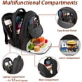 thumbnail image 3 of Lunch Backpack for Men, 17 Inch Insulated Cooler Backpack Lunch Box Backpack with USB Charging Port, Water Resistant Computer Daypack College Laptop Backpack for Travel Picnic Work, Black, 3 of 8
