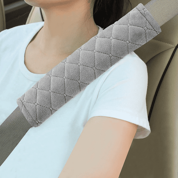Jusdreen Car Seat Belt Cushions Shoulder Pad Soft Two Packs for All Car Owners for a More Comfortable Driving (Gray)
