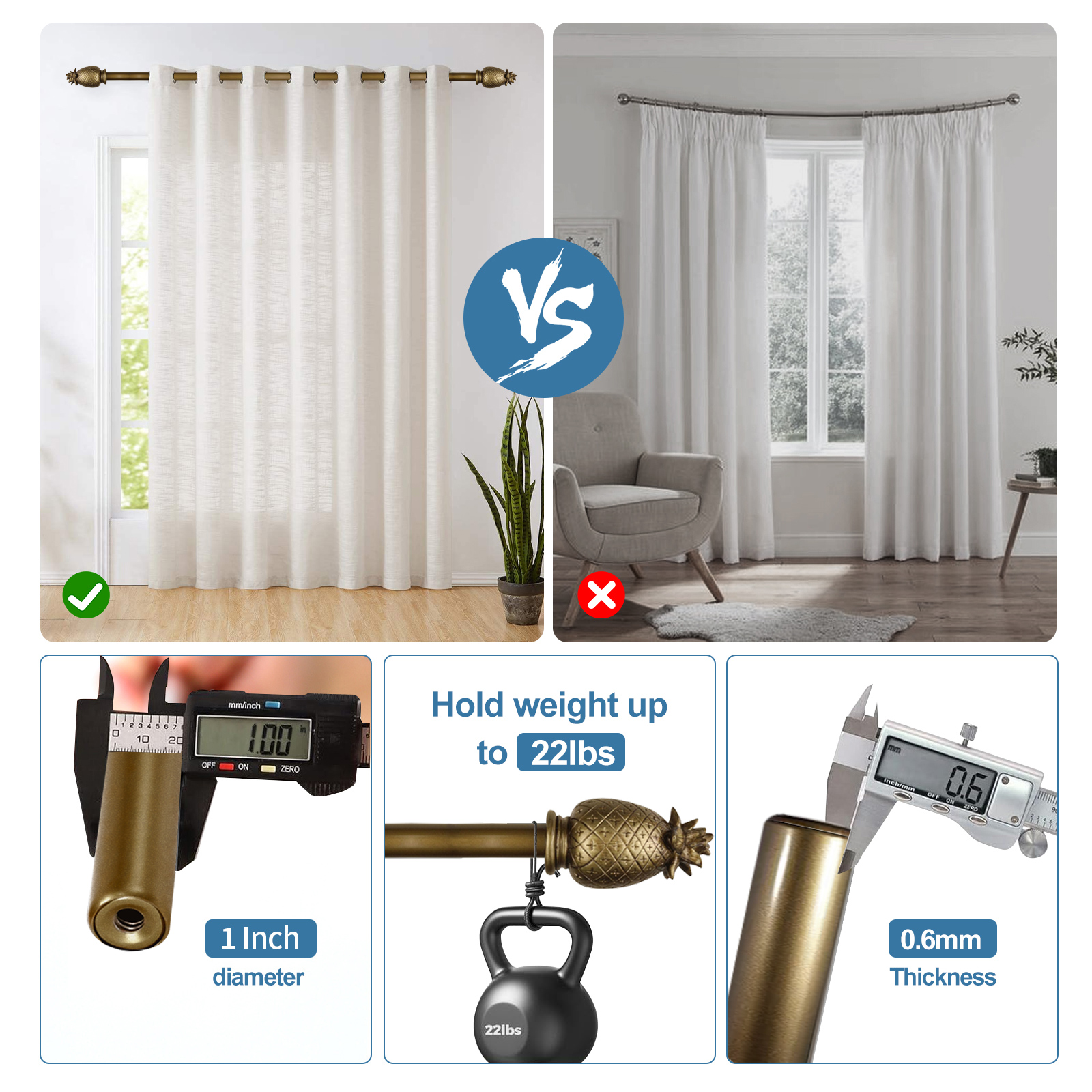Urbanest Pineapple Single Curtain Rod and Hardware Set