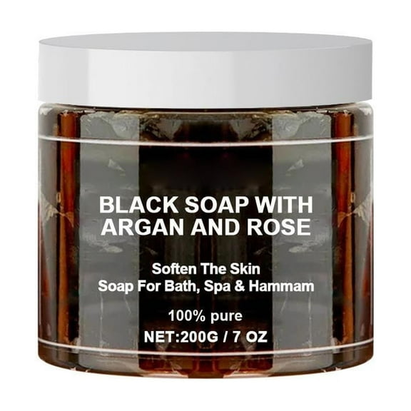 HHBEAUTY Morocco Black Soap With Argan And Rose, Zawina Moroccan BlackSoap Hammam, Zawina Morocco Black Beldi Soap, Natural Body Scrub ZawinaBlack Beldi Soap
