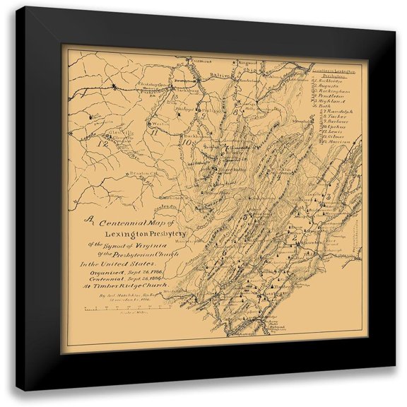 Hotchkiss 13x12 Black Modern Framed Museum Art Print Titled - Lexington Presbyterian Synod of Virginias 1886