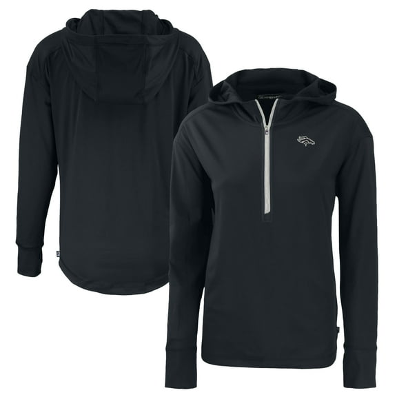 Women's Cutter & Buck  Black Denver Broncos Daybreak Eco Recycled Half-Zip Hoodie