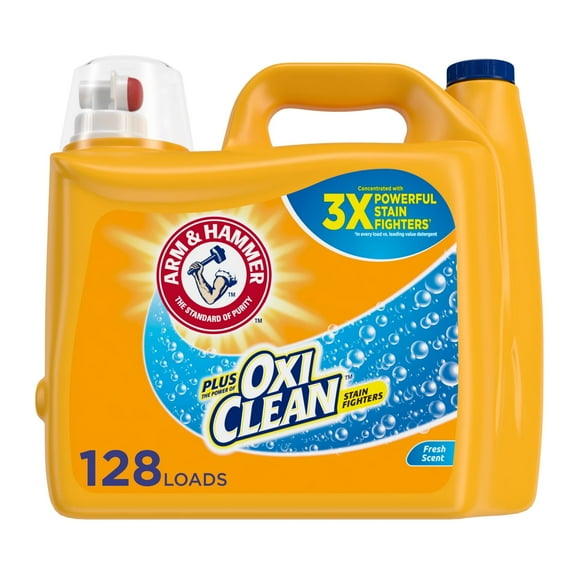 Ultimate Cleaning Power: Arm & Hammer Plus Oxiclean Fresh Scent Liquid Laundry Detergent - 128 Loads, 166.5 Fl Oz