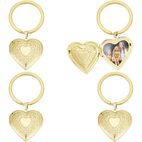 4Pcs Locket Keychain Personalized Memory Locket Key Chain with Photo Pictures Photo Keychain for Gift