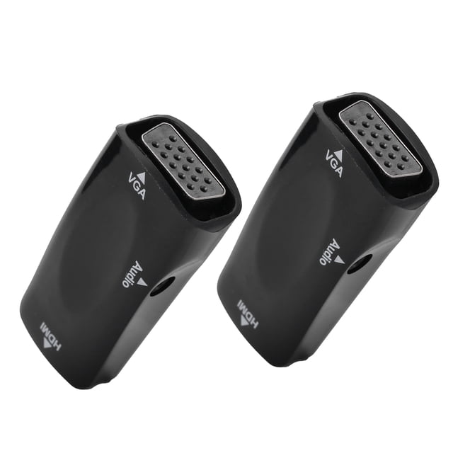 2 convertidores de video 1080P HDMI hembra a VGA hembra con cable de salida de audio de 3,5 mm para computadora portátil y teléfono móvil