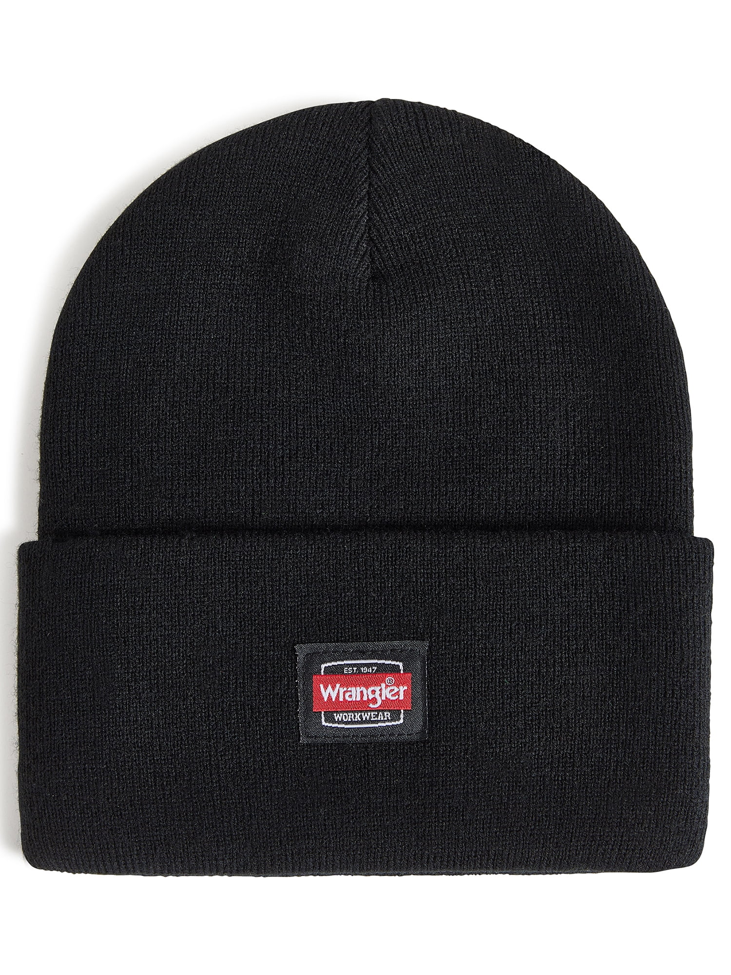 Wrangler Workwear Men's Knit Beanie, Comfort Fit Winter Hat, Black/Charcoal Heather, 2-Pack