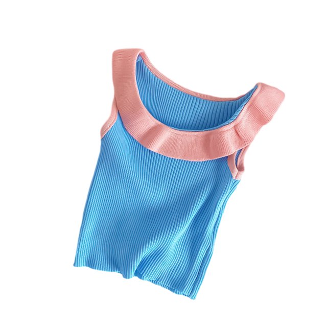 Jgppe Girls Knit Tank Tops Summer Casual Ribbed Color Block Soft Sleeveless Shirts 1-10 Years