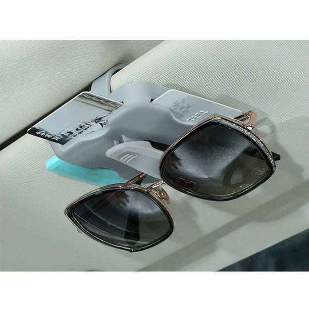Clip para el portatarjetas de parasol del coche - Caja de almacenamiento de plástico beige y gris para tarjetas de aparcamiento y tarjetas de crédito
