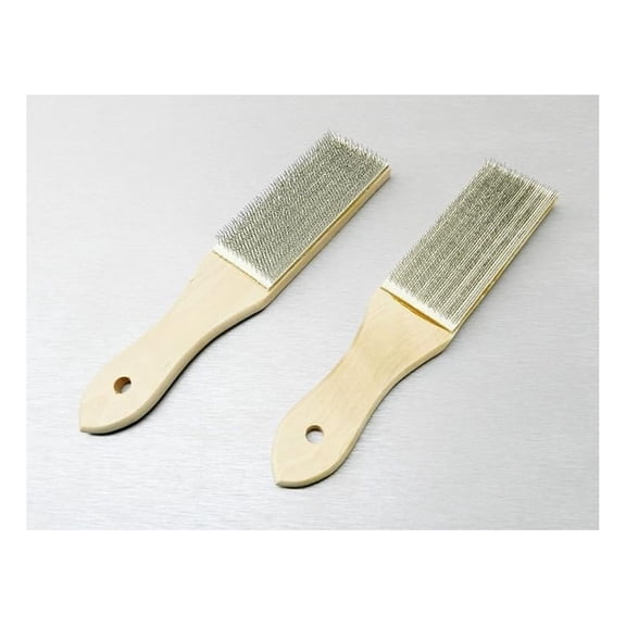 File Card Cleaners 2 Piece Set #10 - Steel Bristle File Brush for Machinists, Mechanics, Woodworkers - File Cleaning Tool - Lutz Style