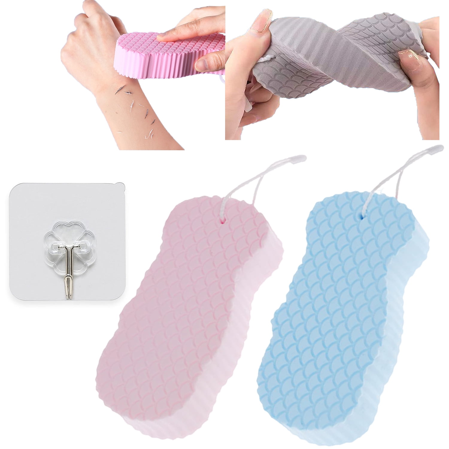 YumSur 2 Pcs Foam Sea Sponge,Body Skin Scrub Washing Cleaning Sponge