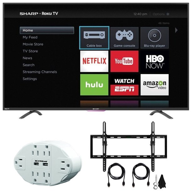 Sharp N4000 Hd 32 Class Wifi Roku 60hz Led Smart Tv 32n4000u Xtreme 6 Outlet Wall Tap W 2 Usb Ports White Amp Deco Mount Flat Amp Tilt Wall Mount Kit