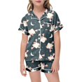 thumbnail image 5 of Gelikeya Pajamas for Teens 10-12 Halloween Pajamas Button Up Graphic Tees Shorts 2pcs Outfits All Saints' Day Sleepwear Girls Fashion 2-13Y (Dark Blue, 10-11 Years), 5 of 5