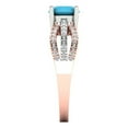 thumbnail image 3 of Clara Pucci 14K White/Rose Gold Solid Gold Turquoise Solitaire with Accents Anniversary Ring for Women - 1.27 cttw Round Cut, 3 of 8