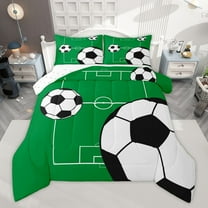 Manfei Football Soccer 3 Pieces Queen Comforter Set for Teens Boys Girls,Ball Gamer Ultra Soft Bedding Sets,Sport Theme Bedding Comforter Set,Breathable Home Decor,Reversible