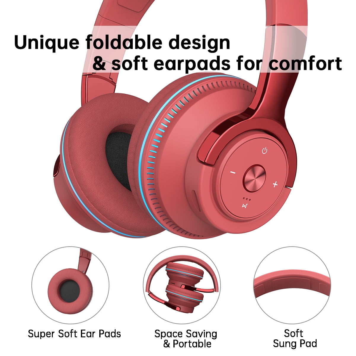 Wireless On-Ear Headphone, Upgrade Bass HiFi Stereo Wireless Heaset,  Foldable & Wireless Wired Mode, Noise Isolating Over Ear Headphone w/  Microphone and Volume Control, for Computer Laptop Cell Phone 