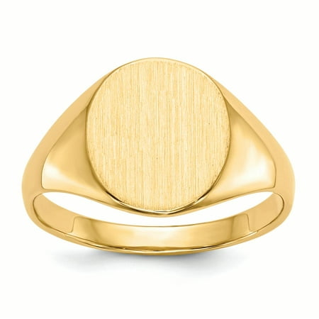 14K Yellow Gold 11 MM Round Engravable Signet Ring, Size 5