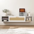 thumbnail image 2 of ARICOEASY Minimalist Floating TV Stand for up to 75" with Storage Cabinet Door for Living Room, White, 2 of 7