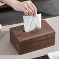 thumbnail image 6 of Walnut Wood Tissue Box Cover, Solid Wood Paper Tissue Holder, Rectangular Napkin Dispenser, Office and Home Tissue Storage Box, with Christmas Holiday Decor for Tabletop, 6 of 8