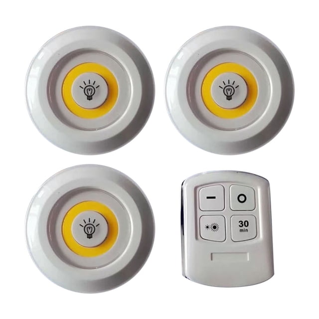 Vwrxbz Remote Control LED Night Light 3Pcs Battery Operated Closet Light Under Cabinet Lighting Dimmable Timer