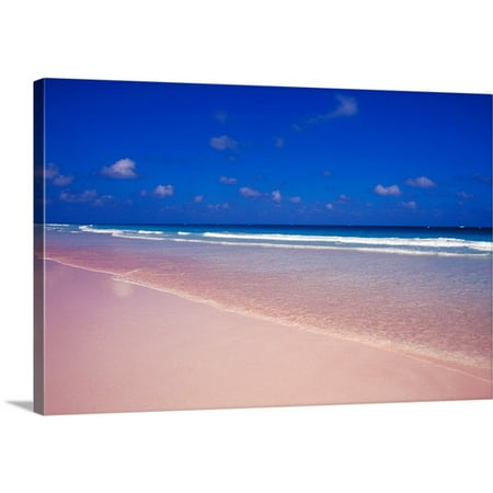 Bahamas Cross - Great BIG Canvas Greg Johnston Premium Thick-Wrap Canvas entitled Pink Sand Beach, Harbour Island, Bahamas