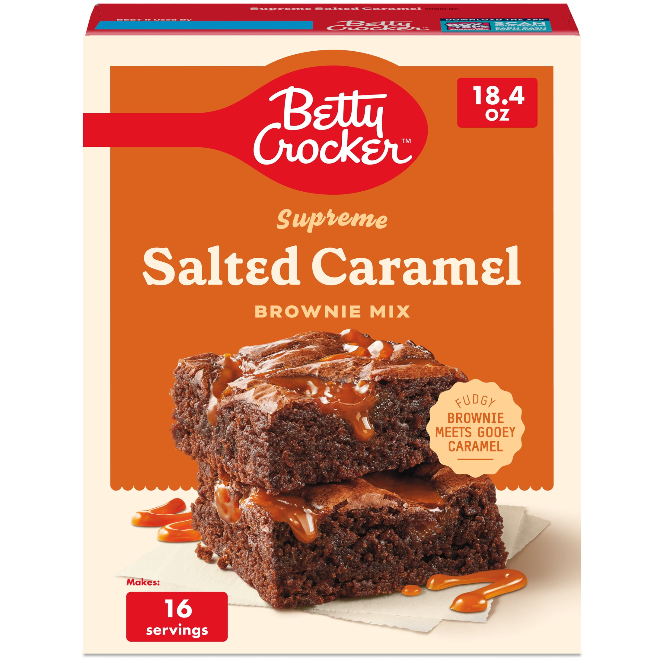 (4 pack) Betty Crocker Supreme Salted Caramel Brownie Mix, 18.4 oz