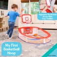 thumbnail image 2 of Fisher-Price Soft & Safe Basketball Set with Adjustable Backboard and 5 Air-Filled Balls for Indoor Play, 2 of 7
