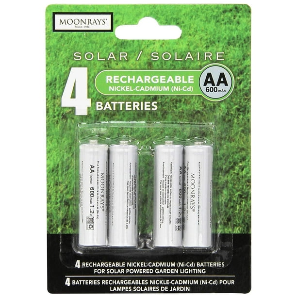 Moonrays OCYLUPAB7 97125 Rechargeable AA Batteries for SolarPowered Lights 4Piece Value Pack