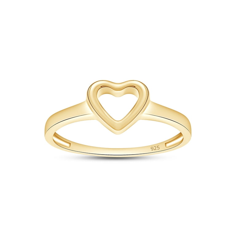 Open Heart Ring 14K Yellow Gold Plated 925 Sterling Silver For Women Ring Size 13