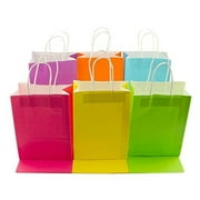 Adorox 12 Assorted (13" AIF4H x 10.25" L x 4.75" W) Rainbow matte color Paper Gift Bags with String Handles Birthday Wedding All Occasion