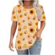 thumbnail image 1 of Pullover de Cuello Redondo de Manga Corta para Mujeres con Pecho Plisado Y Impresión de Abejas, Poliéster Casual, 1 of 6