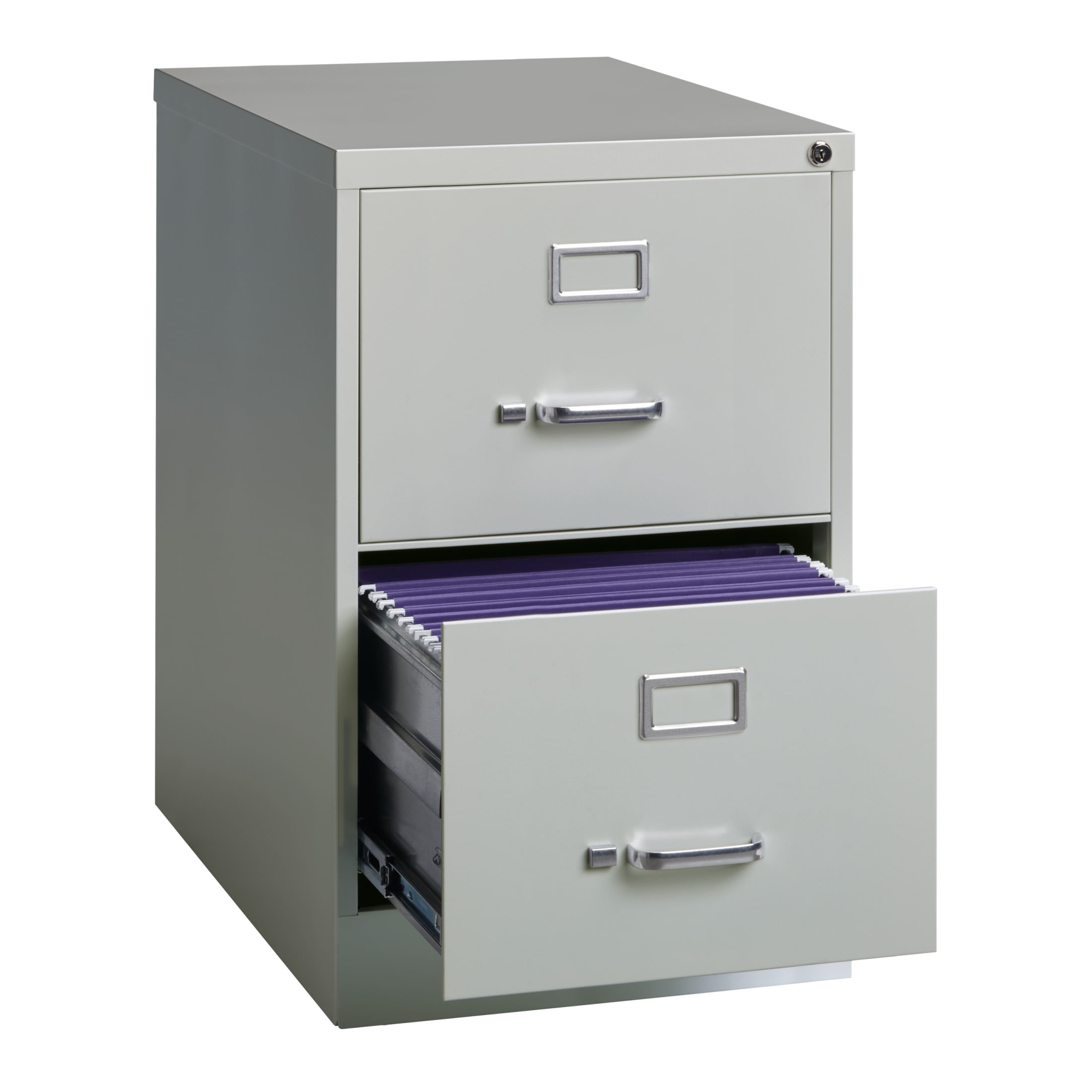 Hirsh 2 Drawer Legal Locking Metal Vertical File Cabinet, 25" Deep, Gray
