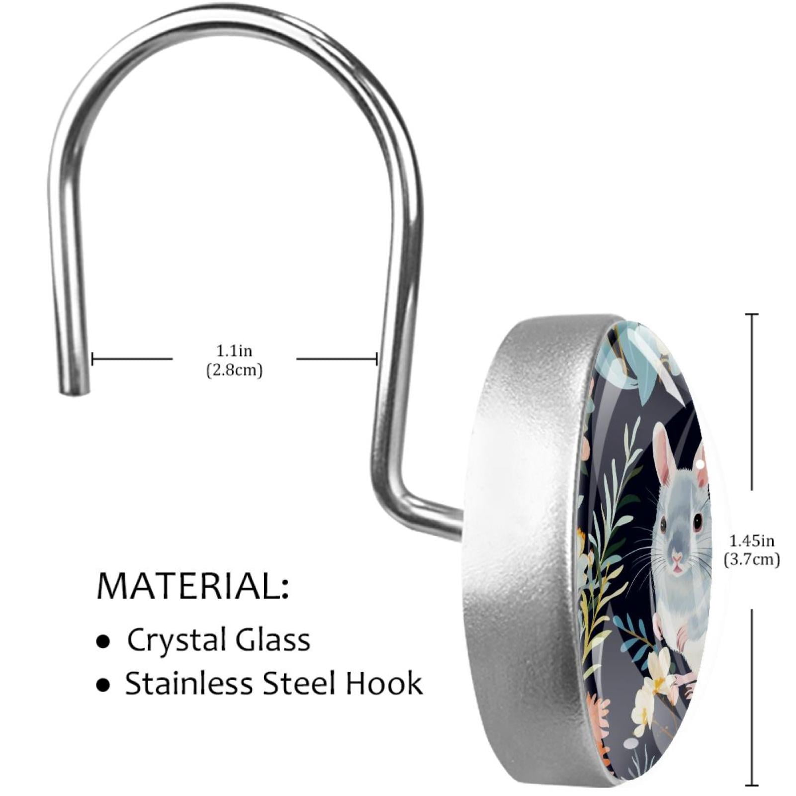 HemaKayy 12 Pcs Decorative Shower Curtain Hooks - Stainless Steel Rings for Bathroom Décor - Easy Glide & Secure Hold - Perfect Decoration for Bathroom Shower Rods - Pet Cats