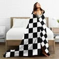 thumbnail image 3 of Checkered Plaid Pattern Black and White Throw Blanket Ultra Soft Warm All Season Checkerboard Background Decorative Fleece Blankets for Bed Chair Car Sofa Couch Bedroom 50"X40", 3 of 6
