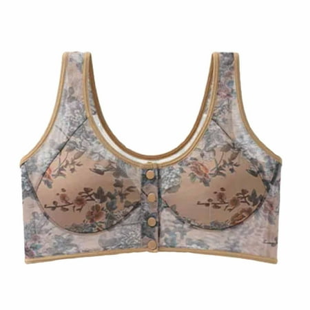 Weikingp Bras for Women Full Coverage Bra Women s Middle And Elderly Mothers  Front Buckle Underwear Thin Scratch Large Size Bra Lace Ring Vest BraStrapless Bra for Big Bust Beige 2XL Clearance