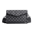 thumbnail image 1 of Bolsa Bandolera Elegante De Pu A Cuadros Para Hombre GRIS NEGRO CUADRITOS, 1 of 5