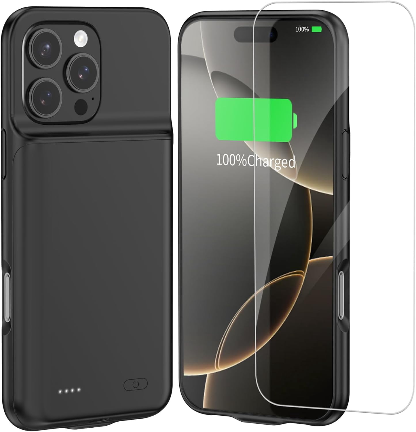 Battery Case For IPhone 16 Pro Max, Enhanced 12000mAh Portable Protective Wireless Charging Case Support Carplay Compatible With IPhone 16 Pro Max (6.9 Inch) Rechargeable Battery Charger Cover(Black