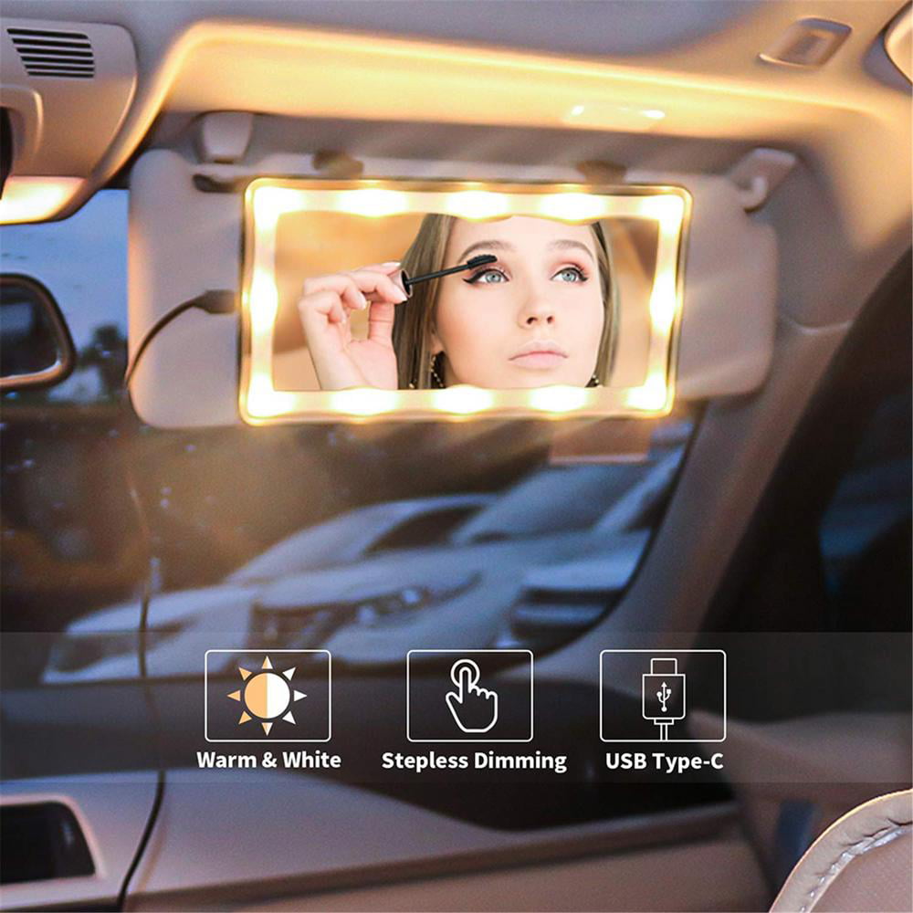 Black Car Sun Visor Mirror Car Vanity Visor Mirror Rechargeable Makeup with 60 LED Lights Intelligent Dimming Car Sun Visor Vanity Mirror Travel Camping Mirror for Women