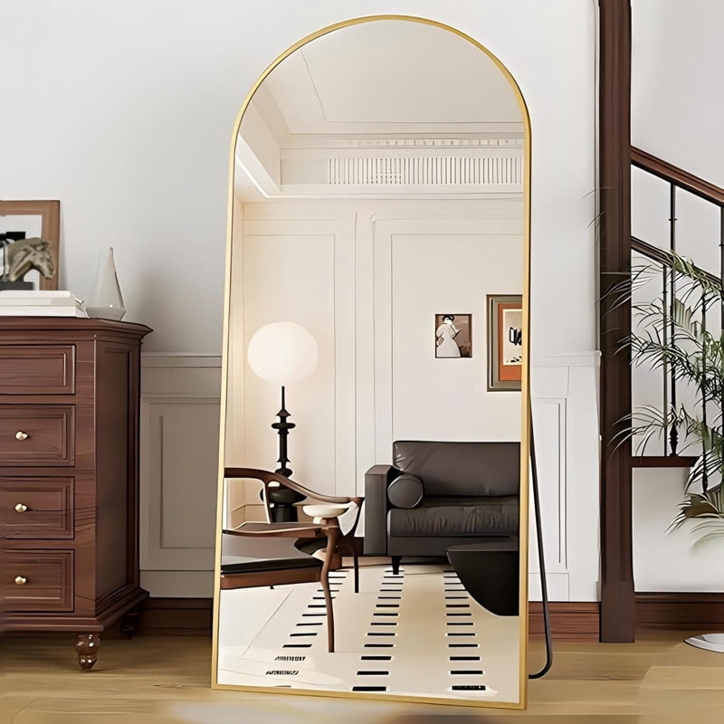 Anyrose 71.2" x 30" Wall Mirror with Aluminum Alloy Frame Arched Full Length Mirror, Gold