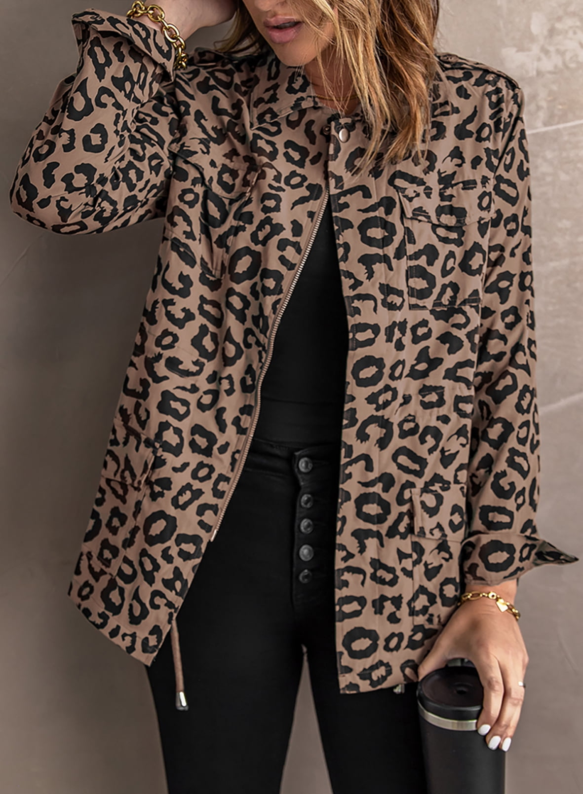 Dokotoo Womens Brown Leopard Print Cozy 