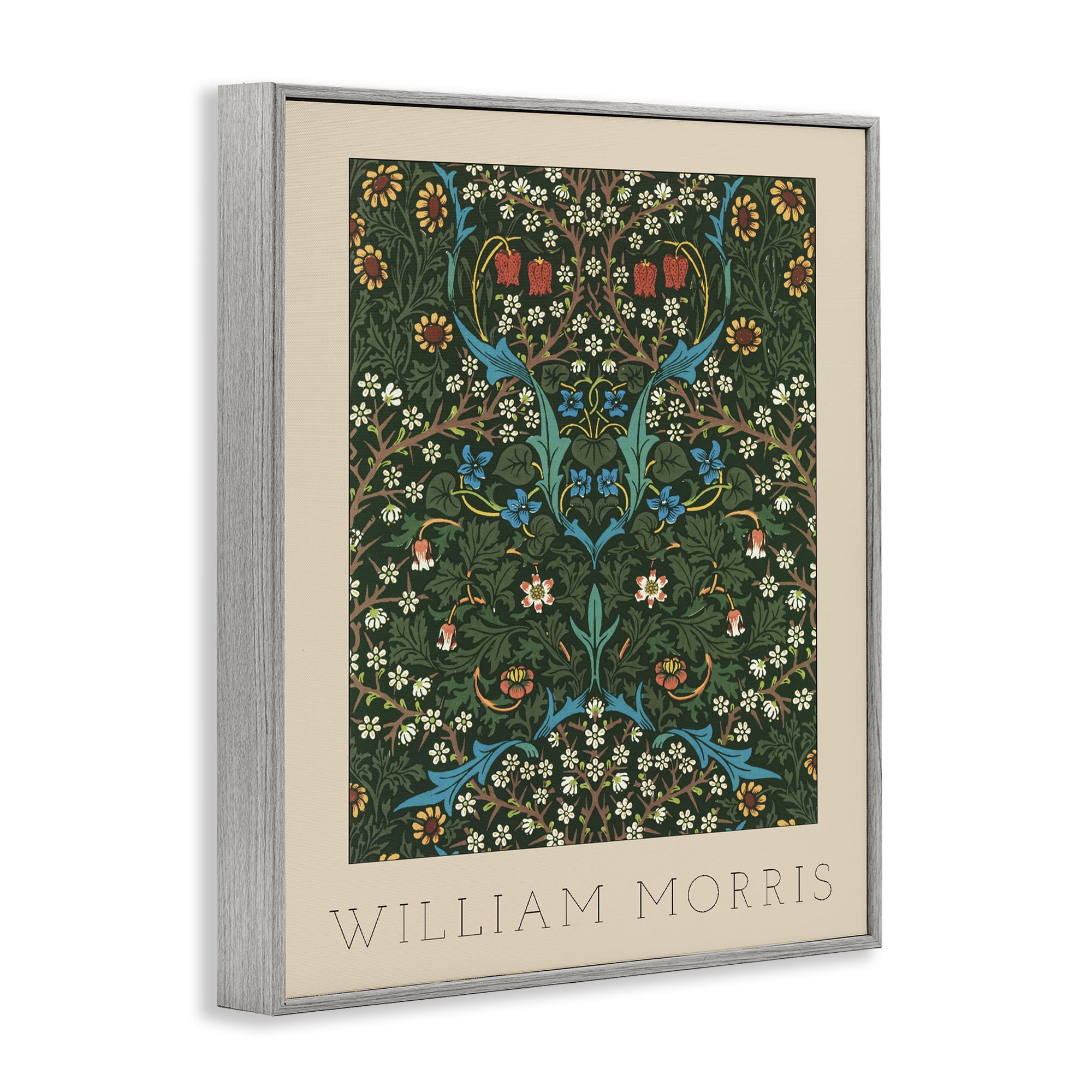 Stupell Industries Ornate Botanicals William Morris Gray Framed Giclee Art, design by Lil' Rue